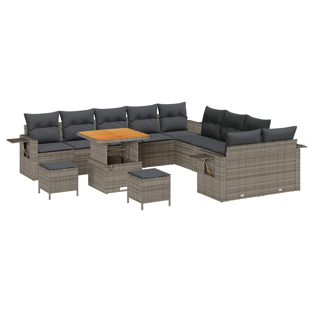 Set Divano da Giardino con cuscino 13 pcs Grigio polyrattan