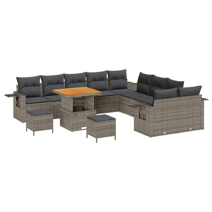Set Divano da Giardino con cuscino 13 pcs Grigio polyrattan