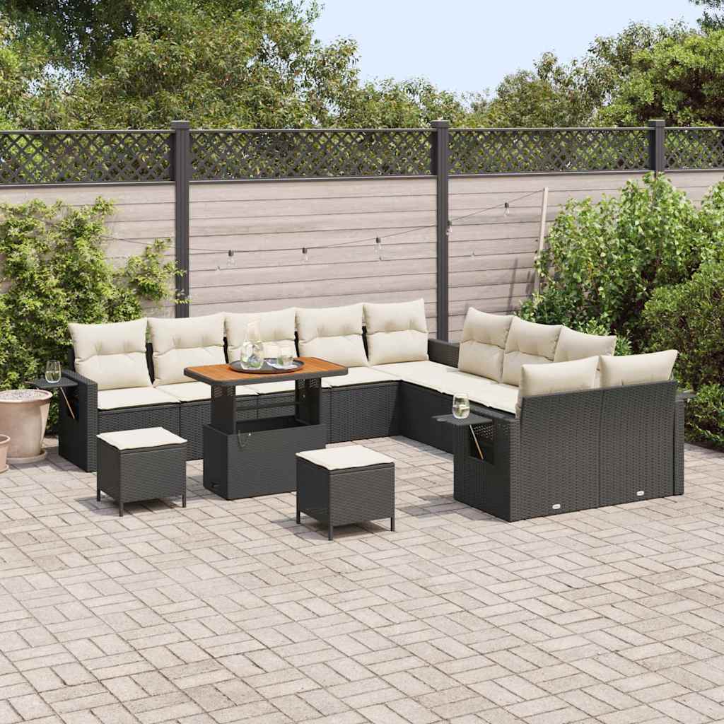 Set Divano da Giardino 13 pcs Nero Poly Rattan - homemem39