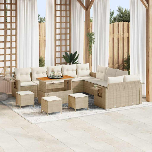 Set Divano da Giardino 14 pcs Beige Poly Rattan - homemem39