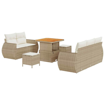 Set Divano da Giardino 8 pz 5-Numero di posti Beige e Crema | homemem39