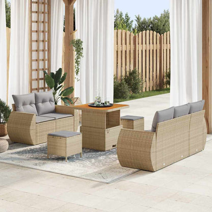 Set Divano da Giardino 8 pcs Beige e Grigio Chiaro polyrattan
