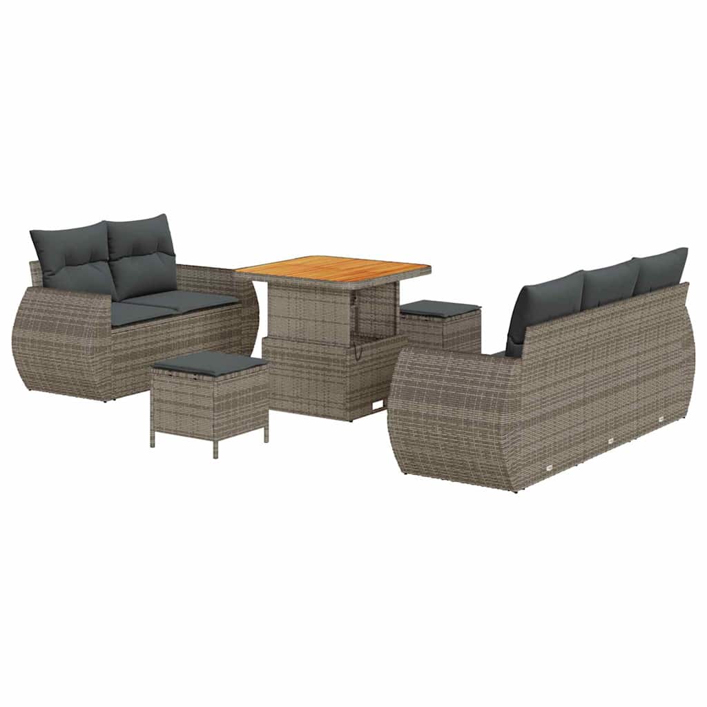 Set Divano da Giardino con cuscino 8 pcs Grigio polyrattan | homemem39