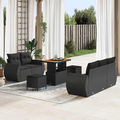 Set Divano da Giardino con cuscino 8 pcs Nero polyrattan | homemem39