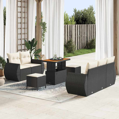 Set Divano da Giardino 8 pcs Nero e Crema polyrattan | homemem39