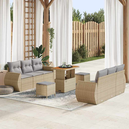 Set Divano da Giardino 9 pcs Beige e Grigio Chiaro polyrattan | homemem39