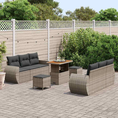 Set Divano da Giardino con cuscino 9 pcs Grigio polyrattan | homemem39