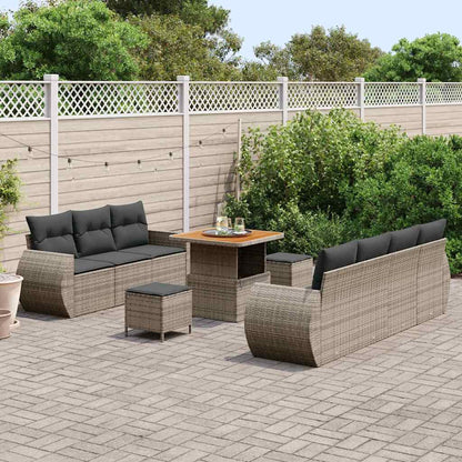 Set Divano da Giardino con cuscino 10 pcs Grigio polyrattan | homemem39