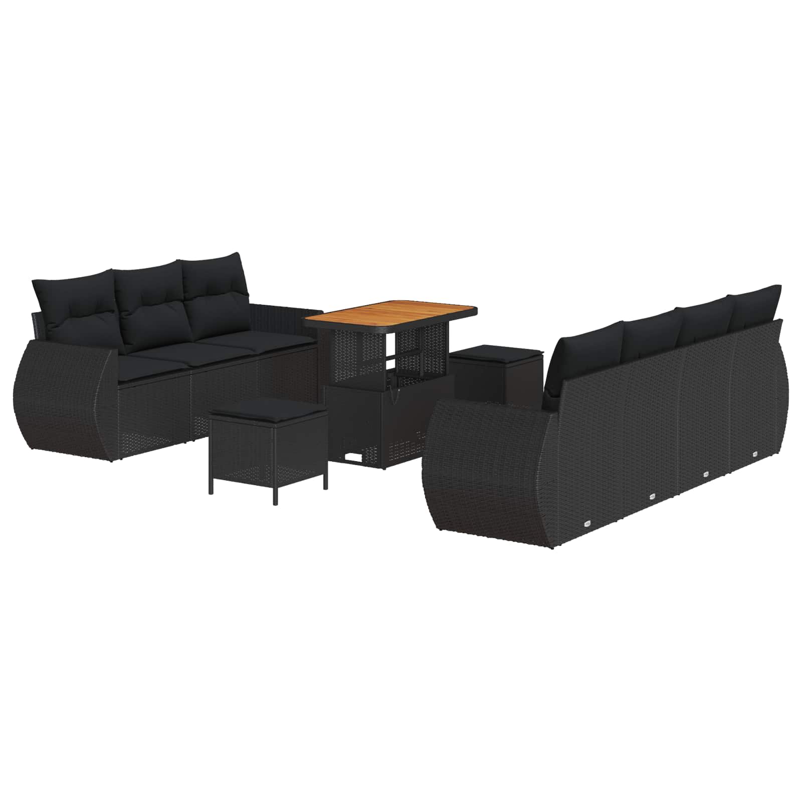 Set Divano da Giardino con cuscino 10 pcs Nero polyrattan | homemem39
