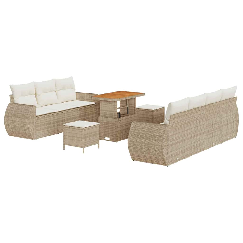 Set Divano da Giardino 10 pcs Beige e Crema polyrattan | homemem39