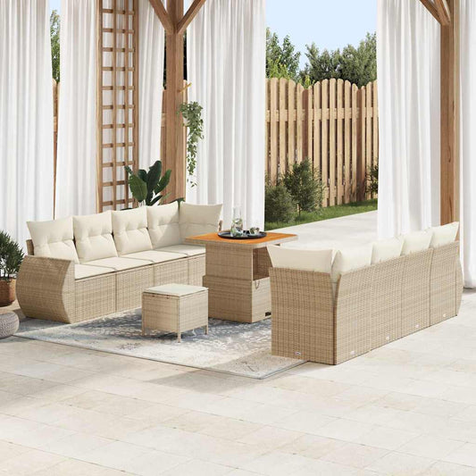 Set Divano da Giardino 11 pcs Beige Poly Rattan - homemem39