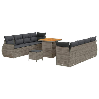 Set Divano da Giardino 11 pcs Grigio Poly Rattan | homemem39
