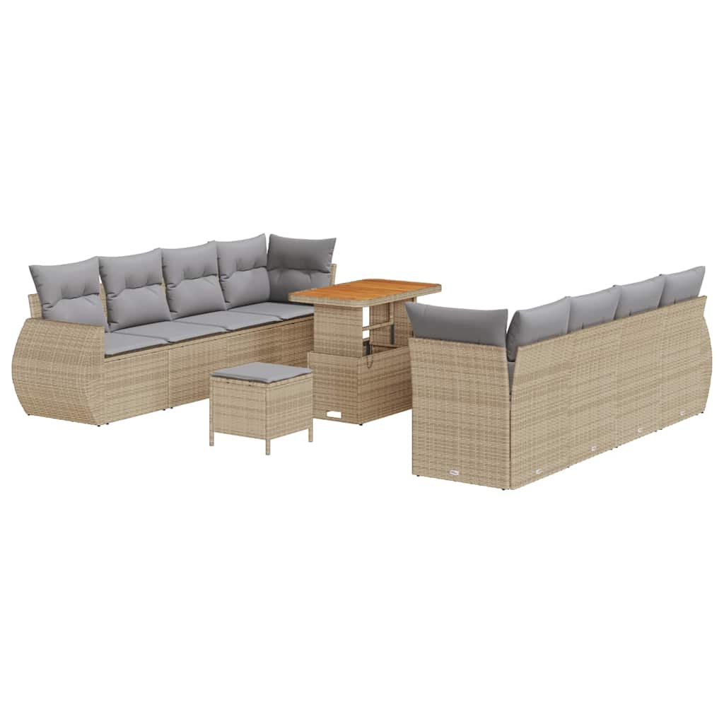 Set Divano da Giardino 11 pcs Beige Poly Rattan - homemem39