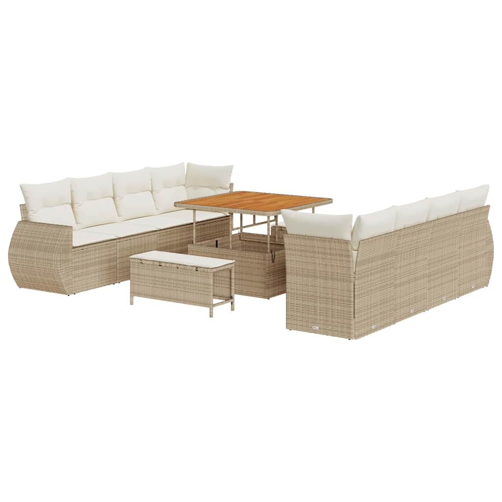 Set Divano da Giardino 11 pcs Beige Poly Rattan | homemem39