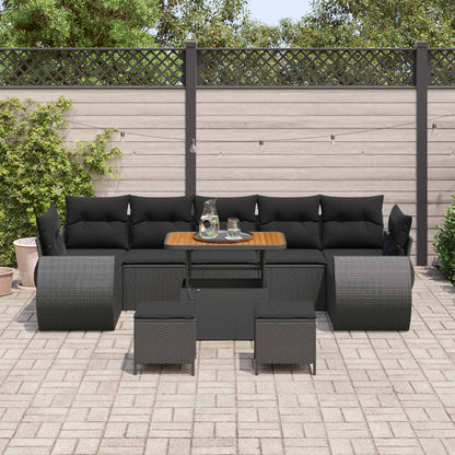 Set Divano da Giardino con cuscino 10 pcs Nero | homemem39