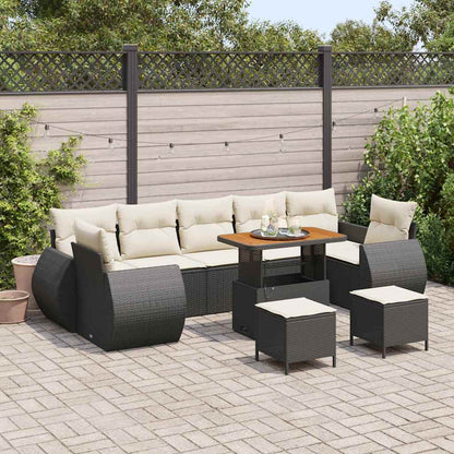 Set Divano da Giardino con cuscino 10 pcs Nero e crema | homemem39
