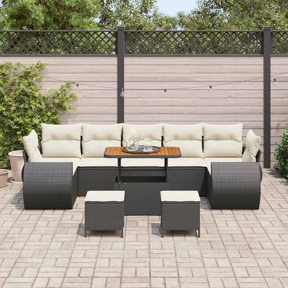 Set Divano da Giardino con cuscino 10 pcs Nero e crema | homemem39