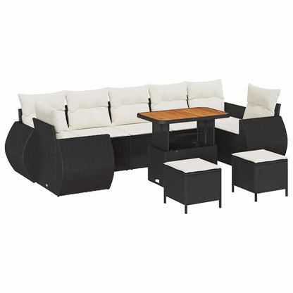 Set Divano da Giardino con cuscino 10 pcs Nero e crema | homemem39