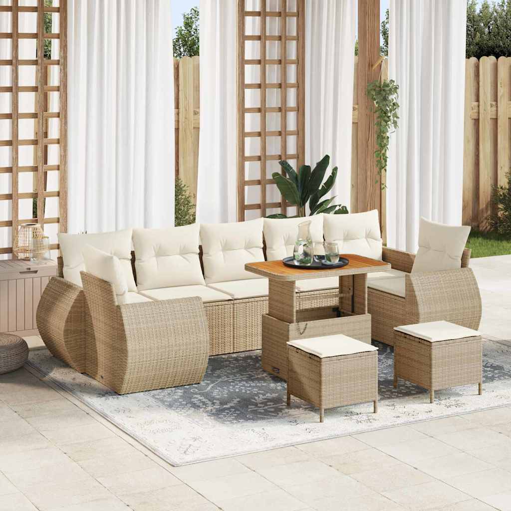 Set Divano da Giardino con cuscino 10 pcs beige e panna | homemem39