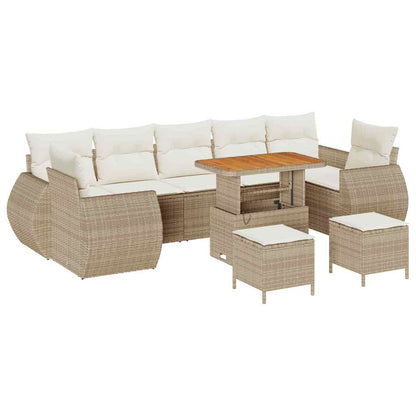 Set Divano da Giardino con cuscino 10 pcs beige e panna | homemem39