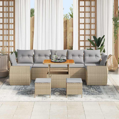 Set Divano da Giardino con cuscino 10 pcs beige e grigio chiaro | homemem39