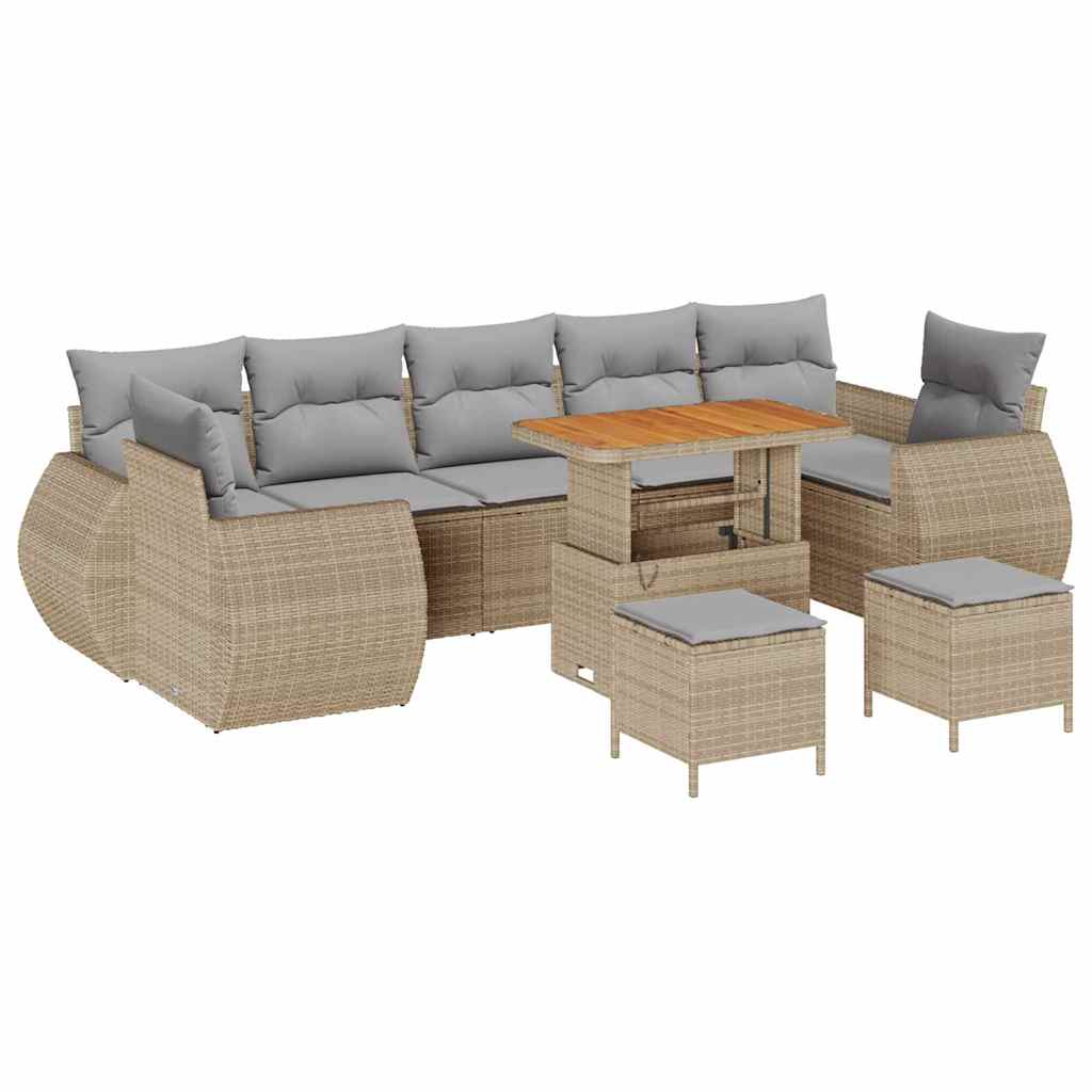 Set Divano da Giardino con cuscino 10 pcs beige e grigio chiaro | homemem39
