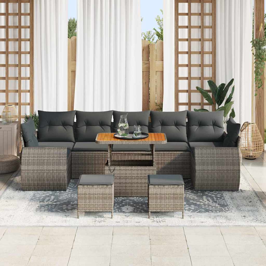 Set Divano da Giardino con cuscino 10 pcs Grigio | homemem39