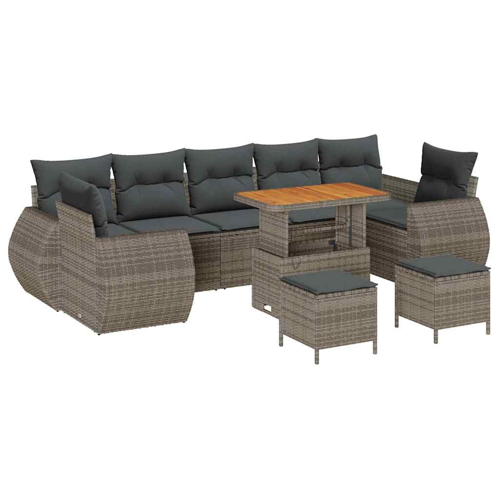 Set Divano da Giardino con cuscino 10 pcs Grigio | homemem39