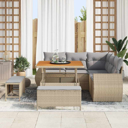 Set Divano da Giardino con cuscino 8 pcs beige e grigio chiaro | homemem39