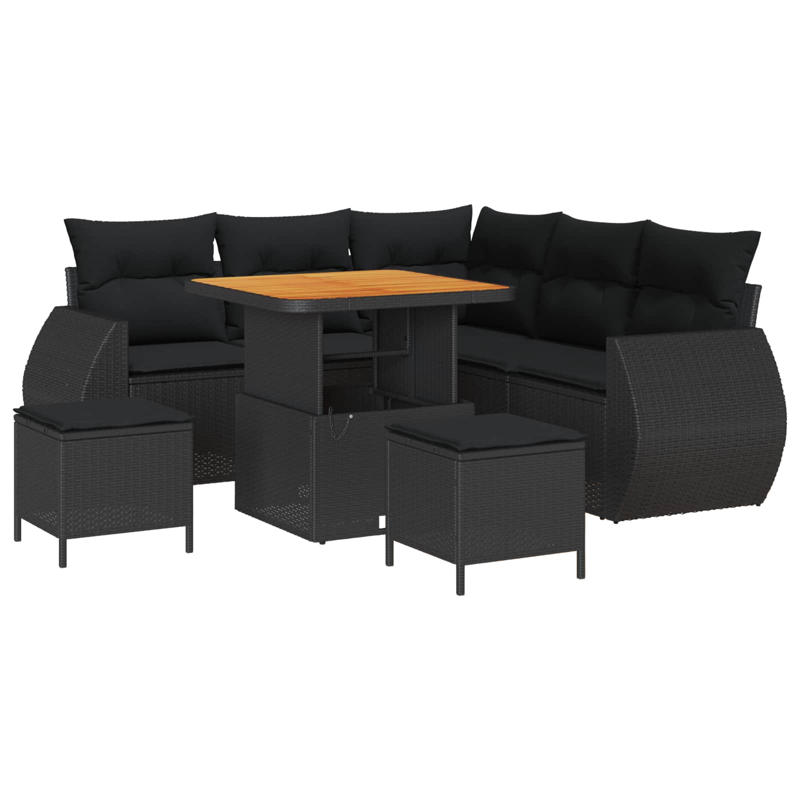 Set Divano da Giardino con cuscino 8 pcs Nero polyrattan | homemem39