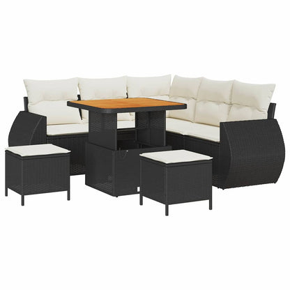 Set Divano da Giardino 8 pcs Nero e Crema polyrattan | homemem39