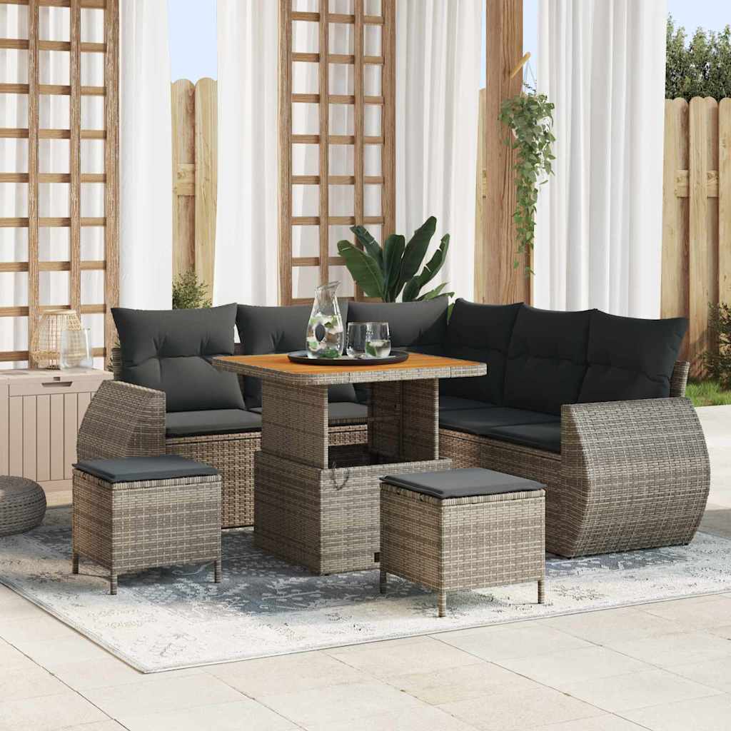 Set Divano da Giardino con cuscino 8 pcs Grigio polyrattan | homemem39