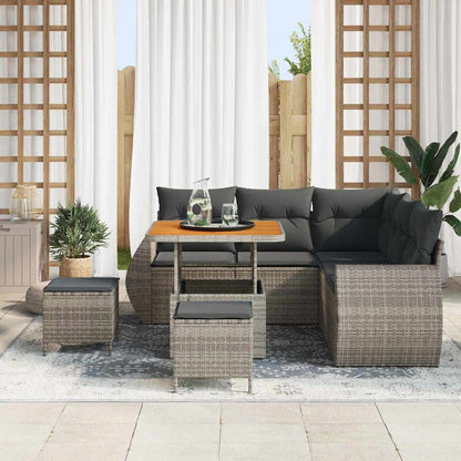 Set Divano da Giardino con cuscino 8 pcs Grigio polyrattan | homemem39
