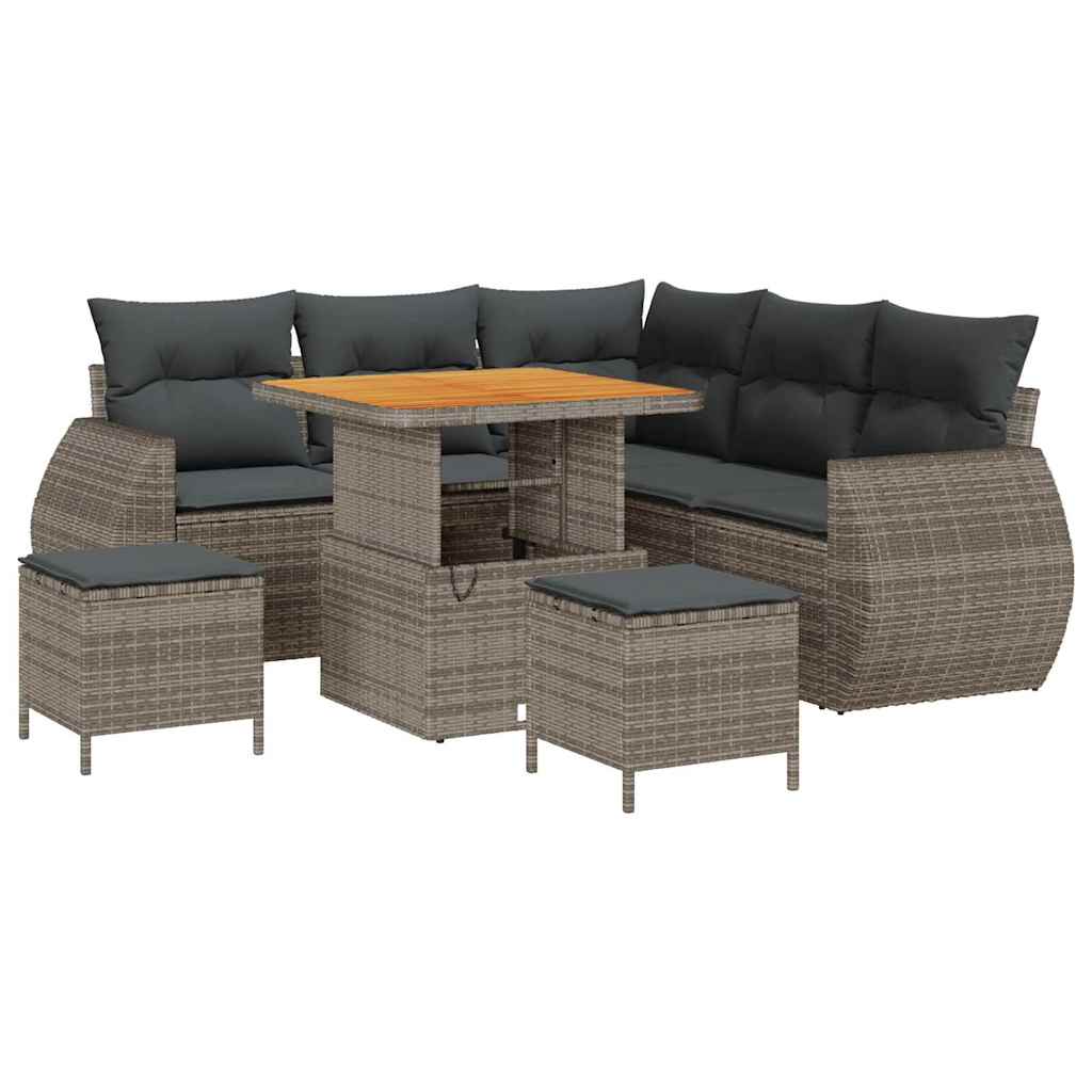 Set Divano da Giardino con cuscino 8 pcs Grigio polyrattan | homemem39