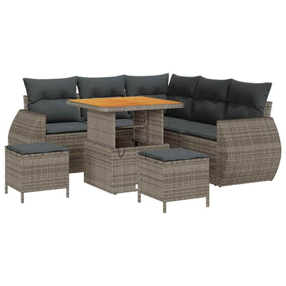 Set Divano da Giardino con cuscino 8 pcs Grigio polyrattan | homemem39