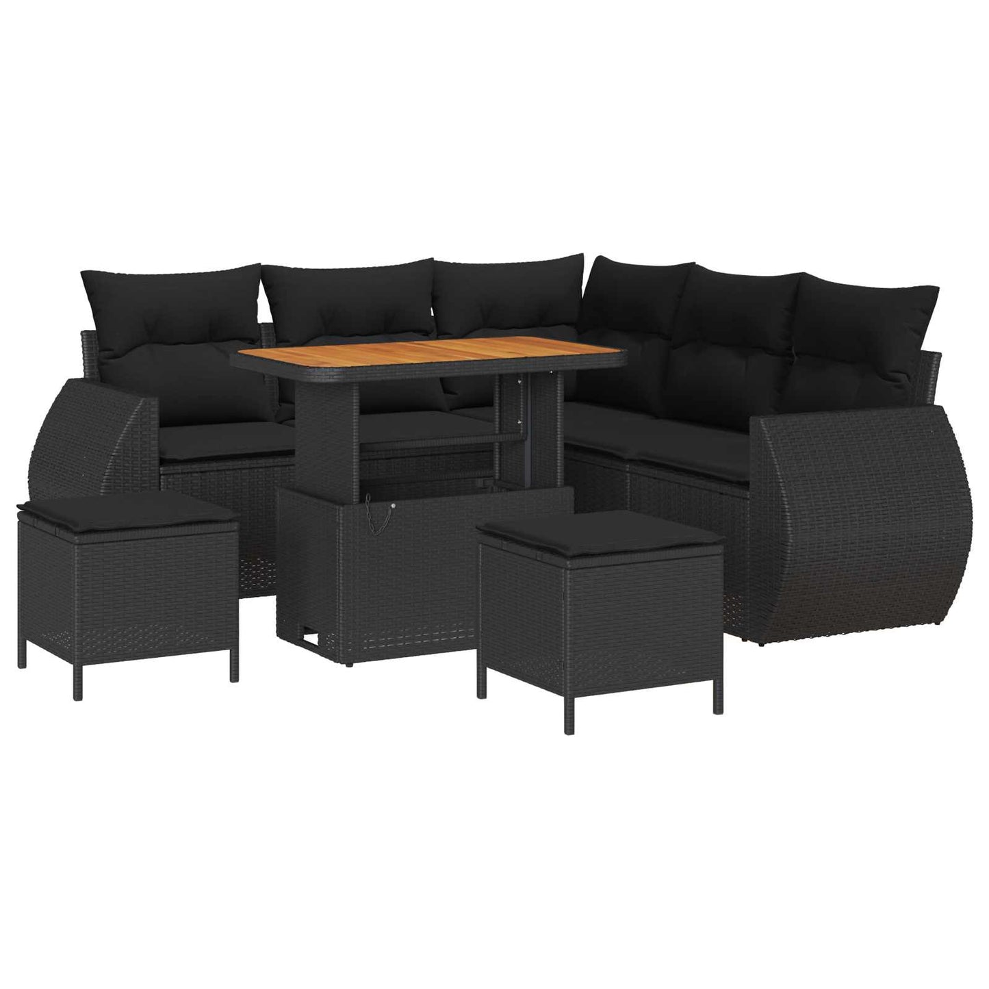 Set Divano da Giardino con cuscino 8 pcs Nero polyrattan | homemem39
