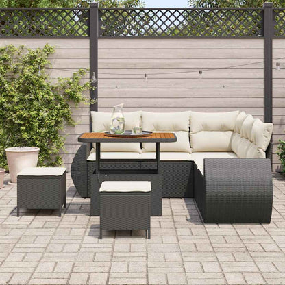 Set Divano da Giardino 8 pcs Nero e Crema polyrattan | homemem39