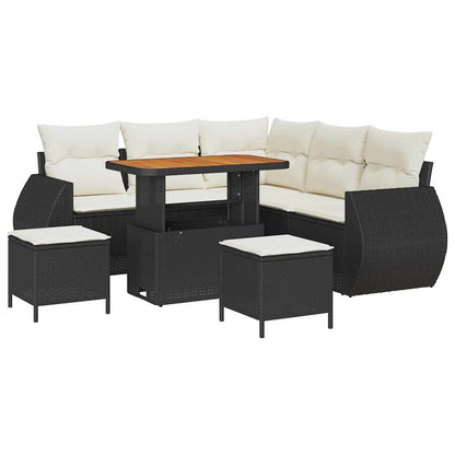 Set Divano da Giardino 8 pcs Nero e Crema polyrattan | homemem39