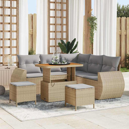 Set Divano da Giardino con cuscino 8 pcs beige e grigio chiaro | homemem39