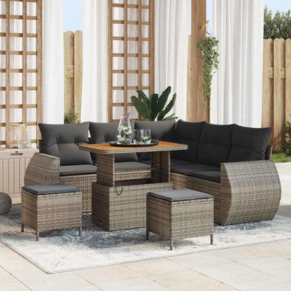 Set Divano da Giardino con cuscino 8 pcs Grigio polyrattan