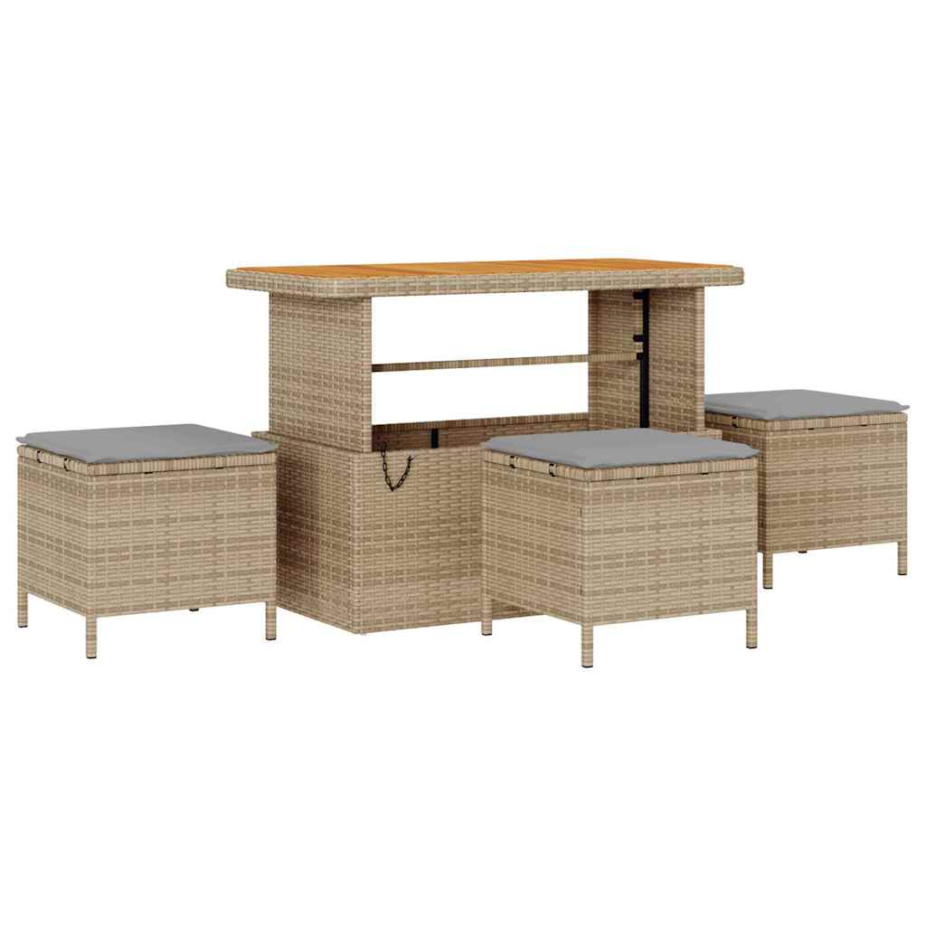 Set Divano da Giardino 9 pcs Beige e Grigio Chiaro polyrattan | homemem39