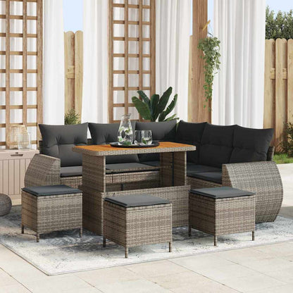 Set Divano da Giardino con cuscino 9 pcs Grigio polyrattan