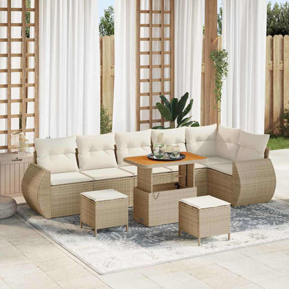 Set Divano da Giardino con cuscino 9 pcs Beige e Crema | homemem39