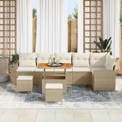 Set Divano da Giardino con cuscino 9 pcs Beige e Crema | homemem39