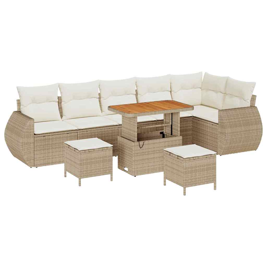 Set Divano da Giardino con cuscino 9 pcs Beige e Crema | homemem39