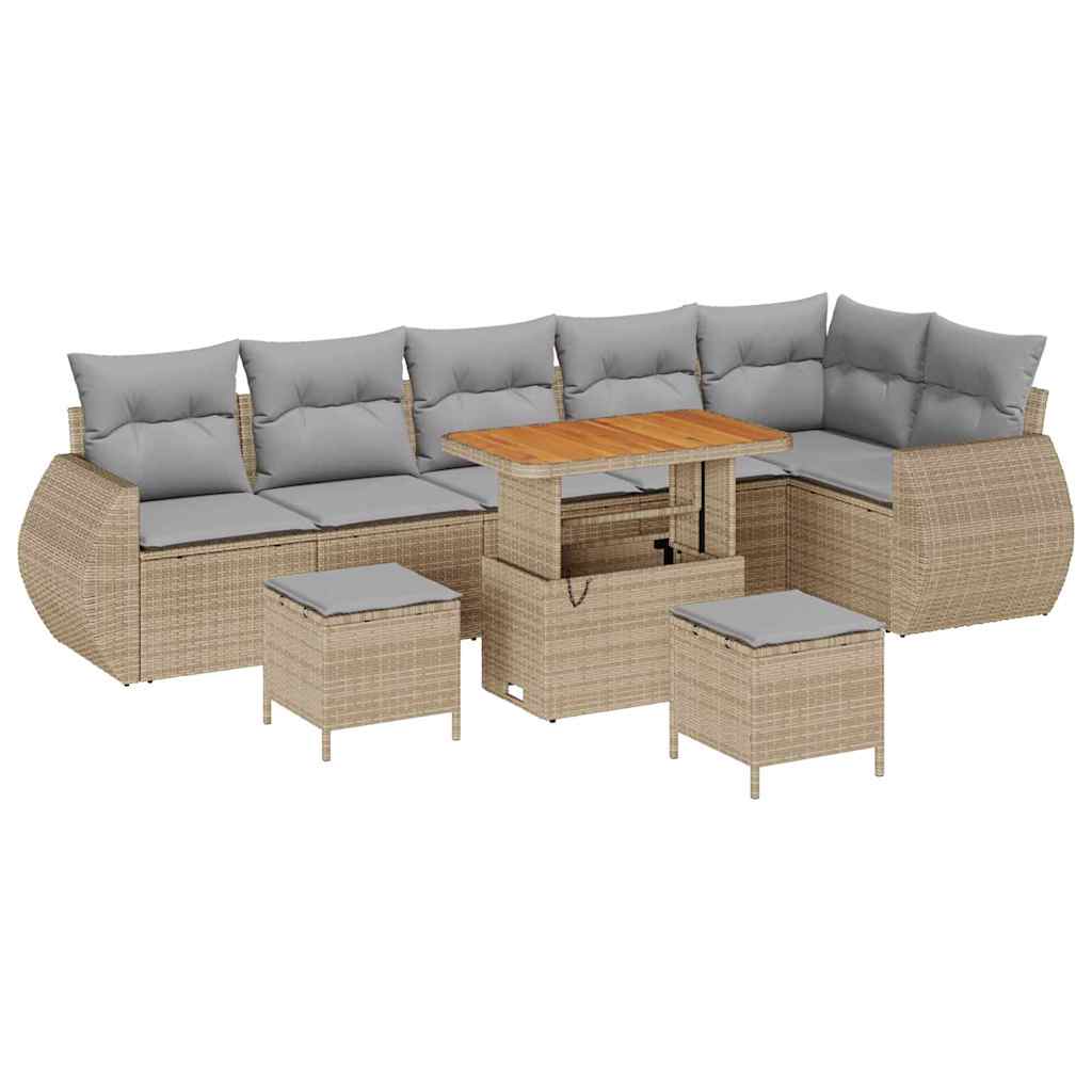 Set Divano da Giardino con cuscino 9 pcs beige e grigio chiaro | homemem39