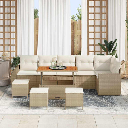 Set Divano da Giardino con cuscino 10 pcs Beige e Crema | homemem39