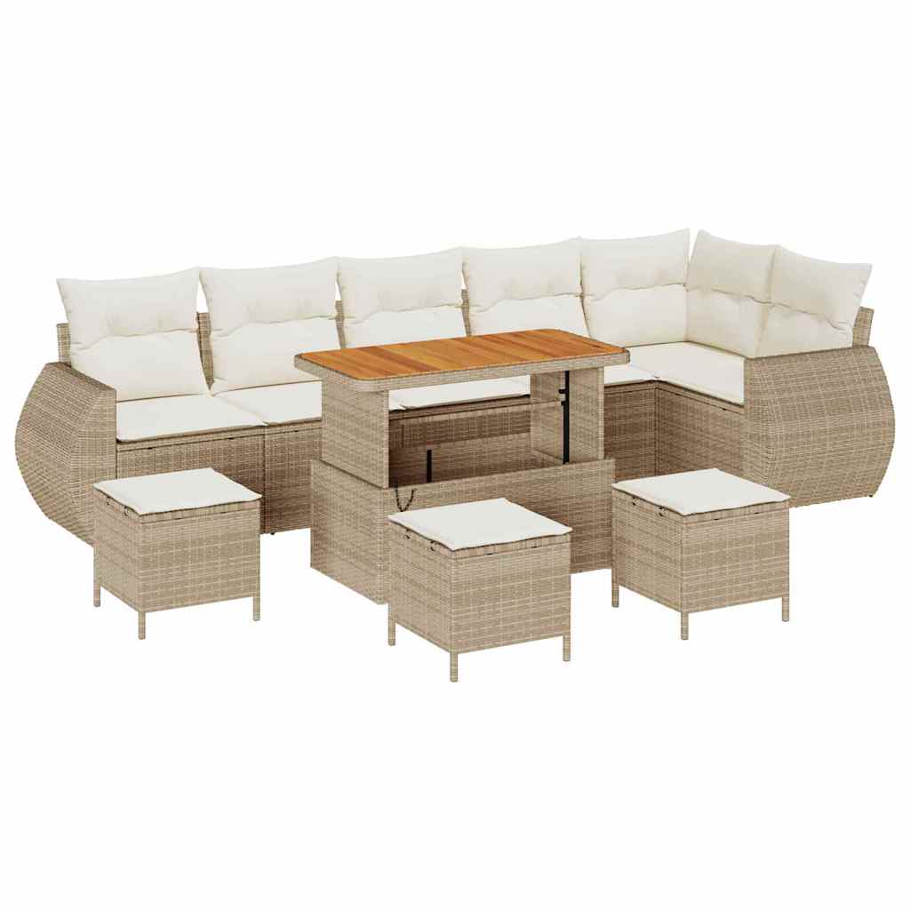 Set Divano da Giardino con cuscino 10 pcs Beige e Crema | homemem39