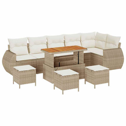 Set Divano da Giardino con cuscino 10 pcs Beige e Crema | homemem39