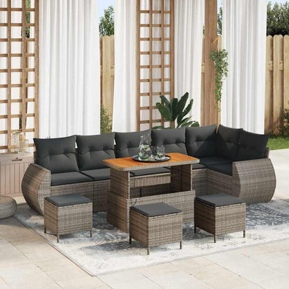 Set Divano da Giardino 10 pcs Grigio Rattan in Polipropilene